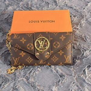 Monogrammed wallet with removable chain strap